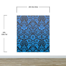 Load image into Gallery viewer, Damask Wallpaper Blue Color on Dark Background Pattern Wallpaper Peel and Stick Wall Mural Home Decor #6518
