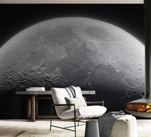 Cargar imagen en el visor de la galería, Moon Wallpaper. Black and White Wall Decor. #6532
