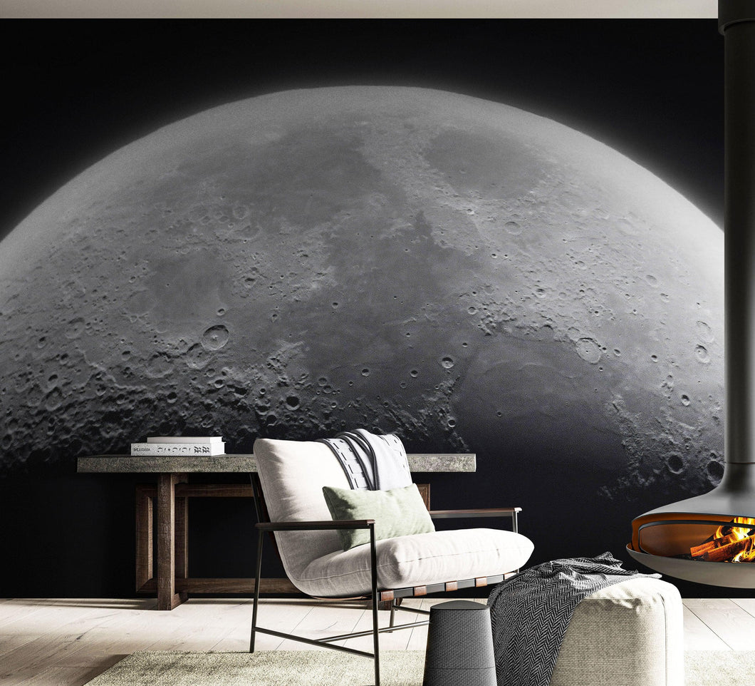 Moon Wallpaper. Black and White Wall Decor. #6532