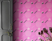 Cargar imagen en el visor de la galería, 80&#39;s Wallpaper Neon Pink. 90’s Vintage Pink Memphis Wallpaper. I Love 80s. #6539
