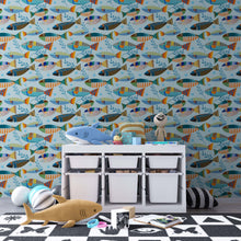 Load image into Gallery viewer, Underwater Fish Wallpaper. Colorful Tropical Fish Pattern Peel and Stick Wall Mural. #6540
