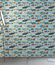 Load image into Gallery viewer, Underwater Fish Wallpaper. Colorful Tropical Fish Pattern Peel and Stick Wall Mural. #6540
