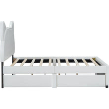 Load image into Gallery viewer, Full Size Upholstered Platform Bed with Cartoon Ears Shaped Headboard and 2 Drawers, White
