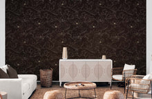 Carregar imagem no visualizador da galeria, Dark Brown Wallpaper. Chinoiserie Flower Pattern Wallpaper. #6557
