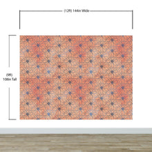 Cargar imagen en el visor de la galería, Flower Wallpaper - Botanical Wallpaper - Wildflower Nature Pattern - Floral Peel and Stick Wall Mural. Peach Color Blossom Flower Mural. #6559
