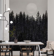 Load image into Gallery viewer, Foggy Forest Wall Mural. Peel and Stick Wallpaper. Monotone Grey Nature Wallpaper. Rain Forest Wall Mural. #6560
