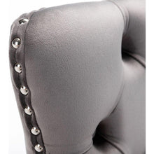 Cargar imagen en el visor de la galería, 26&quot; Counter Height Bar Stools Set of 2, Modern Velvet Barstools with Button Back&amp;Rivet Trim Upholstered Kitchen Island Chairs with Sturdy Chromed Metal Base Legs Farmhouse Bar Stools, (Gray, 2 Pack)
