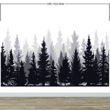 Load image into Gallery viewer, Black and White Pine Tree Forest Wallpaper. #6594
