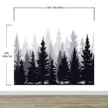 Carregar imagem no visualizador da galeria, Black and White Pine Tree Forest Wallpaper. #6594
