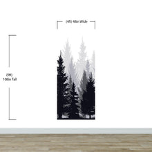 Load image into Gallery viewer, Black and White Pine Tree Forest Wallpaper. #6594
