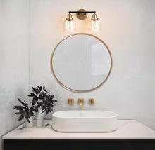 Load image into Gallery viewer, Uolfin Modern Dome Bathroom Vanity Light 2-Light Black and Brass Bell Wall Sconce Light with Clear Glass
