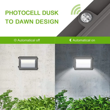 Carregar imagem no visualizador da galeria, 100W LED Wall Pack Light with Dusk to Dawn Photocell - 13,000 Lumens, 5000K CCT, Voltages AC 100-277V - ETL &amp; DLC Listed
