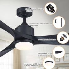 Cargar imagen en el visor de la galería, 66&quot; Misael Propeller Industrial DC Motor Downrod Mount Reversible Ceiling Fan with LED Lighting and Remote Control
