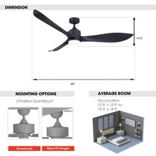 Load image into Gallery viewer, 66&quot; Misael Propeller Industrial DC Motor Ceiling Fan with LED Lighting

