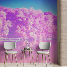 Cargar imagen en el visor de la galería, Tranquil Park Scene Wallpaper - Pink Pastel with Trees and Lake Wall Mural #6601
