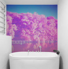 Cargar imagen en el visor de la galería, Tranquil Park Scene Wallpaper - Pink Pastel with Trees and Lake Wall Mural #6601
