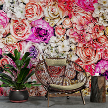 Cargar imagen en el visor de la galería, Vibrant Floral Bliss Wallpaper Mural - Colorful Roses and Flower Arrangements #6602
