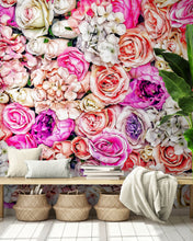 Cargar imagen en el visor de la galería, Vibrant Floral Bliss Wallpaper Mural - Colorful Roses and Flower Arrangements #6602
