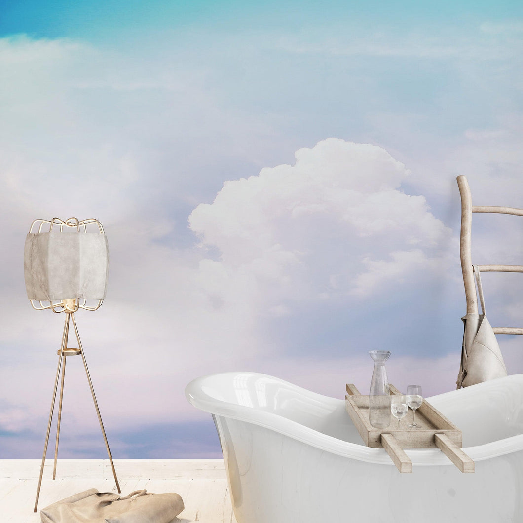 Pastel Sky and Clouds Kids Wallpaper Mural - Dreamy Nursery Peel and Stick Wallpaper. #6605