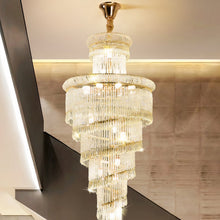 Load image into Gallery viewer, Luxurious Golden Cascade Crystal Chandelier
