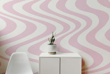 Cargar imagen en el visor de la galería, Pink Swirly Lines Abstract Wallpaper Mural. #6635
