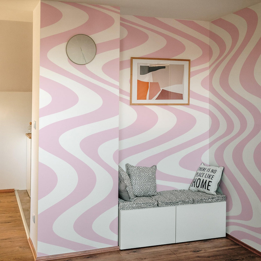 Pink Swirly Lines Abstract Wallpaper Mural. #6635