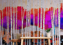 Cargar imagen en el visor de la galería, Colorful Vibrant Birch Tree Forest Wallpaper. #6649
