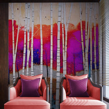 Cargar imagen en el visor de la galería, Colorful Vibrant Birch Tree Forest Wallpaper. #6649
