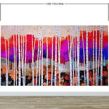 Load image into Gallery viewer, Colorful Vibrant Birch Tree Forest Wallpaper. #6649
