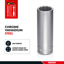 Load image into Gallery viewer, Teng Tools 1/2 Inch Drive 12 Point Metric Deep Chrome Vanadium Sockets
