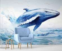 Cargar imagen en el visor de la galería, Humpback Whale Wallpaper. Marine Life Wall Art. #6651
