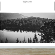 Carregar imagem no visualizador da galeria, Black and White Mountain Over Looking Lake and Forest Wallpaper. #6671
