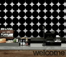 Load image into Gallery viewer, Modern Geometric Black Circle Wallpaper Mural. #6675
