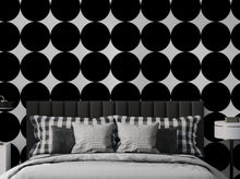 Load image into Gallery viewer, Modern Geometric Black Circle Wallpaper Mural. #6675
