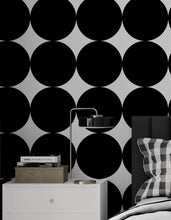 Load image into Gallery viewer, Modern Geometric Black Circle Wallpaper Mural. #6675
