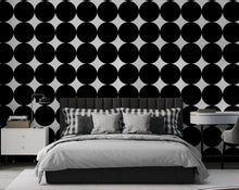 Load image into Gallery viewer, Modern Geometric Black Circle Wallpaper Mural. #6675
