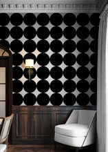 Load image into Gallery viewer, Modern Geometric Black Circle Wallpaper Mural. #6675
