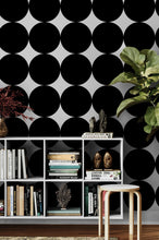Load image into Gallery viewer, Modern Geometric Black Circle Wallpaper Mural. #6675
