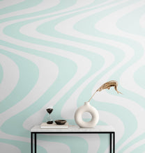 Cargar imagen en el visor de la galería, Mint Color Swirly Lines Abstract Wallpaper Mural. #6689
