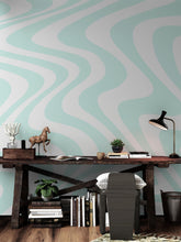 Cargar imagen en el visor de la galería, Mint Color Swirly Lines Abstract Wallpaper Mural. #6689
