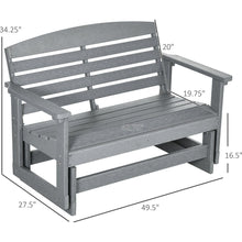Load image into Gallery viewer, 2-Person Outdoor Glider Bench Patio Double Swing Rocking Chair Loveseat w/ Slatted HDPE Frame for Backyard Garden Porch, Light Gray
