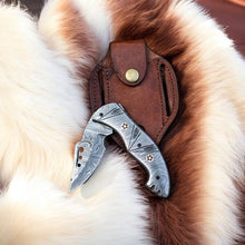 Load image into Gallery viewer, Custom Handmade Damascus Pocket Knife – 3&quot; Blade
