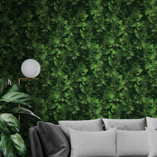 Cargar imagen en el visor de la galería, Green Leaves Pattern Wallpaper Mural. Botanical Wall Mural. #6744
