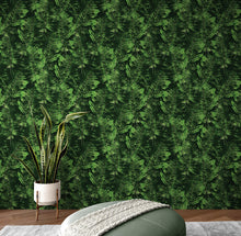 Cargar imagen en el visor de la galería, Green Leaves Pattern Wallpaper Mural. Botanical Wall Mural. #6744
