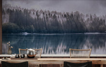 Cargar imagen en el visor de la galería, Pine Trees Forest Lake View Wall Mural Wallpaper. #6754
