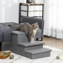 Carregar imagem no visualizador da galeria, 3-Steps Pet Stairs with Storage, Dog Steps for Couch, Bed, Pet Steps for Injured Pet, Older Pets, Small Cats, gray
