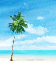 Load image into Gallery viewer, Tropical Palm Tree Wall Mural – Beach Shore Painting. #6911
