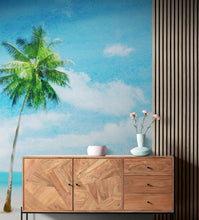 Load image into Gallery viewer, Tropical Palm Tree Wall Mural – Beach Shore Painting. #6911
