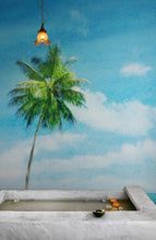 Load image into Gallery viewer, Tropical Palm Tree Wall Mural – Beach Shore Painting. #6911
