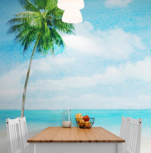 Load image into Gallery viewer, Tropical Palm Tree Wall Mural – Beach Shore Painting. #6911
